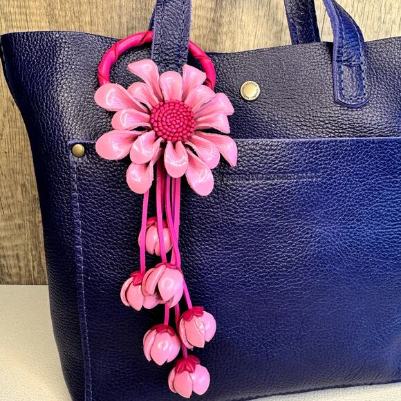 Leather Flower Purse Charm Genuine Leather Fall Daisy Bag Charm NEW FAST SHIP - Picture 7 of 8